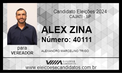 Candidato ALEX ZINA 2024 - CAJATI - Eleições