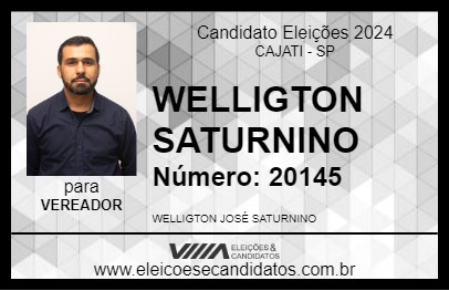 Candidato WELLIGTON SATURNINO 2024 - CAJATI - Eleições