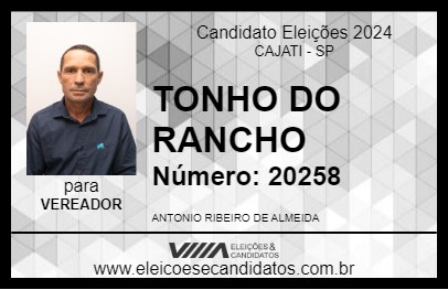 Candidato TONHO DO RANCHO 2024 - CAJATI - Eleições