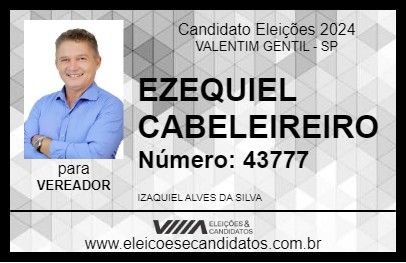 Candidato EZEQUIEL CABELEIREIRO 2024 - VALENTIM GENTIL - Eleições