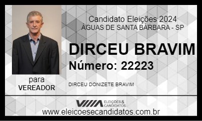 Candidato DIRCEU BRAVIM 2024 - ÁGUAS DE SANTA BÁRBARA - Eleições