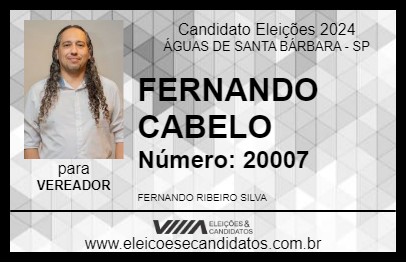 Candidato FERNANDO CABELO 2024 - ÁGUAS DE SANTA BÁRBARA - Eleições