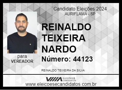 Candidato REINALDO TEIXEIRA NARDO 2024 - AURIFLAMA - Eleições