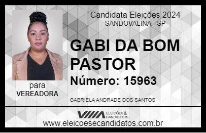 Candidato GABI DA BOM PASTOR 2024 - SANDOVALINA - Eleições