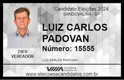 Candidato LUIZ CARLOS PADOVAN 2024 - SANDOVALINA - Eleições