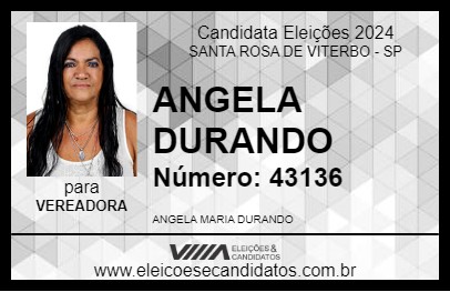 Candidato ANGELA DURANDO 2024 - SANTA ROSA DE VITERBO - Eleições