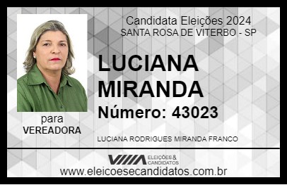 Candidato LUCIANA MIRANDA 2024 - SANTA ROSA DE VITERBO - Eleições