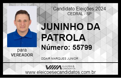 Candidato JUNINHO DA PATROLA 2024 - CEDRAL - Eleições