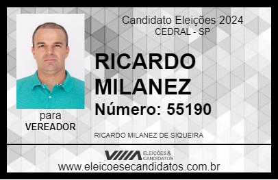 Candidato RICARDO MILANEZ 2024 - CEDRAL - Eleições