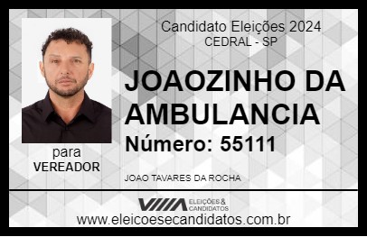 Candidato JOAOZINHO DA AMBULANCIA 2024 - CEDRAL - Eleições