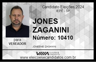 Candidato JONES ZAGANINI 2024 - IEPÊ - Eleições