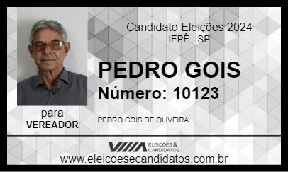 Candidato PEDRO GOIS 2024 - IEPÊ - Eleições