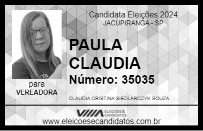 Candidato PAULA CLAUDIA 2024 - JACUPIRANGA - Eleições