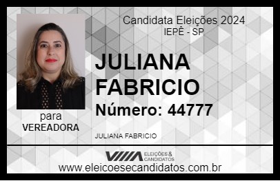 Candidato JULIANA FABRICIO 2024 - IEPÊ - Eleições