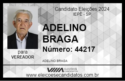 Candidato ADELINO BRAGA 2024 - IEPÊ - Eleições