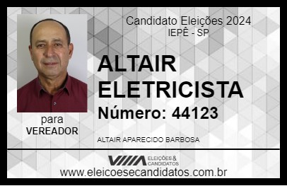 Candidato ALTAIR ELETRICISTA 2024 - IEPÊ - Eleições