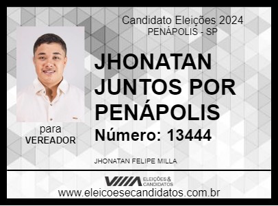 Candidato JHONATAN JUNTOS POR PENÁPOLIS 2024 - PENÁPOLIS - Eleições