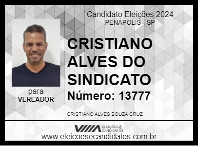 Candidato CRISTIANO ALVES DO SINDICATO 2024 - PENÁPOLIS - Eleições