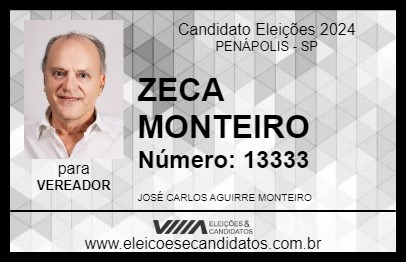 Candidato ZECA MONTEIRO 2024 - PENÁPOLIS - Eleições