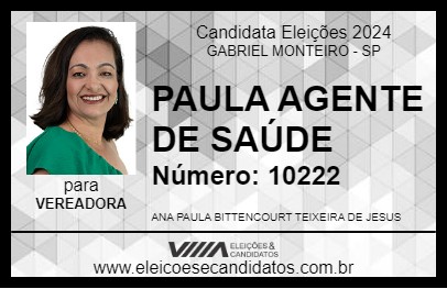 Candidato PAULA AGENTE DE SAÚDE 2024 - GABRIEL MONTEIRO - Eleições