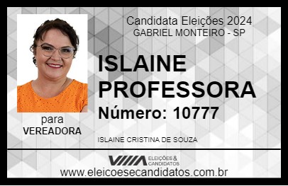 Candidato ISLAINE PROFESSORA 2024 - GABRIEL MONTEIRO - Eleições