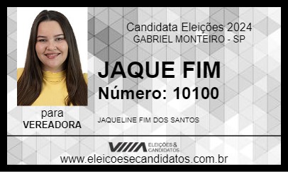 Candidato JAQUE FIM 2024 - GABRIEL MONTEIRO - Eleições