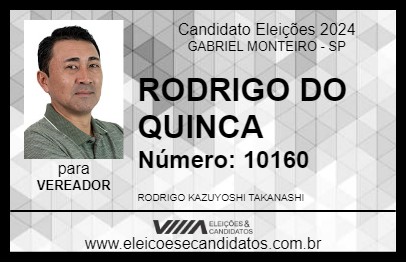 Candidato RODRIGO DO QUINCA 2024 - GABRIEL MONTEIRO - Eleições