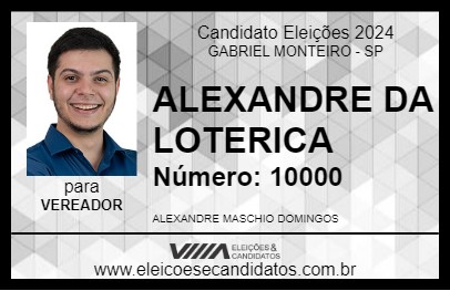 Candidato ALEXANDRE DA LOTERICA 2024 - GABRIEL MONTEIRO - Eleições