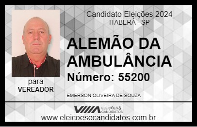 Candidato ALEMÃO DA AMBULÂNCIA 2024 - ITABERÁ - Eleições