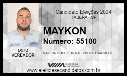 Candidato MAYKON 2024 - ITABERÁ - Eleições