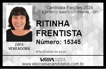 Candidato RITINHA FRENTISTA 2024 - ESPÍRITO SANTO DO PINHAL - Eleições