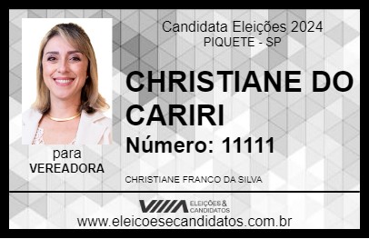 Candidato CHRISTIANE DO CARIRI 2024 - PIQUETE - Eleições