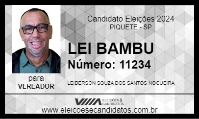 Candidato LEI BAMBU 2024 - PIQUETE - Eleições