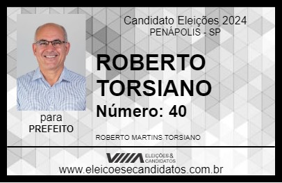 Candidato ROBERTO TORSIANO 2024 - PENÁPOLIS - Eleições