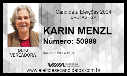 Candidato KARIN MENZL 2024 - BROTAS - Eleições