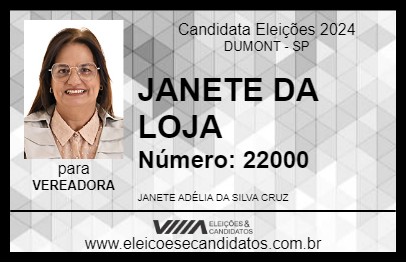 Candidato JANETE DA LOJA 2024 - DUMONT - Eleições