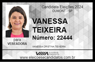 Candidato VANESSA TEIXEIRA 2024 - DUMONT - Eleições