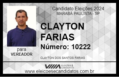 Candidato CLAYTON FARIAS 2024 - MARABÁ PAULISTA - Eleições