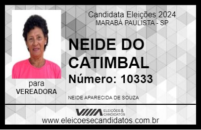 Candidato NEIDE DO CATIMBAL 2024 - MARABÁ PAULISTA - Eleições