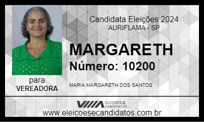 Candidato MARGARETH 2024 - AURIFLAMA - Eleições