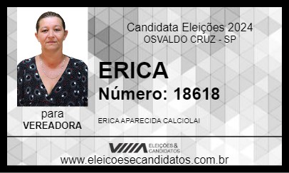 Candidato ERICA 2024 - OSVALDO CRUZ - Eleições