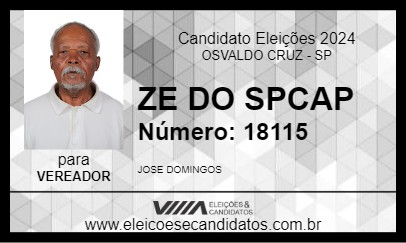 Candidato ZE DO SPCAP 2024 - OSVALDO CRUZ - Eleições