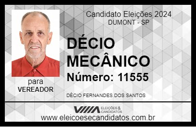 Candidato DÉCIO MECÂNICO 2024 - DUMONT - Eleições