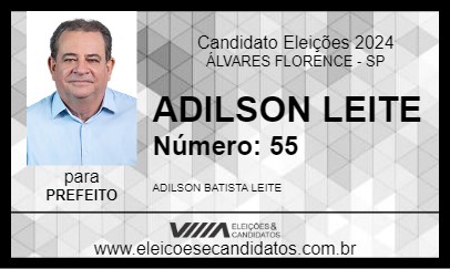 Candidato ADILSON LEITE 2024 - ÁLVARES FLORENCE - Eleições