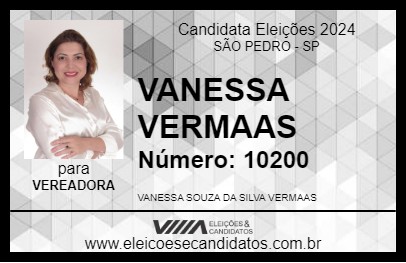 Candidato VANESSA VERMAAS 2024 - SÃO PEDRO - Eleições