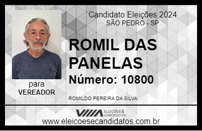 Candidato ROMIL DAS PANELAS 2024 - SÃO PEDRO - Eleições