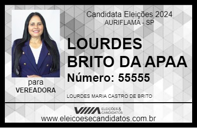 Candidato LOURDES BRITO DA APAA 2024 - AURIFLAMA - Eleições