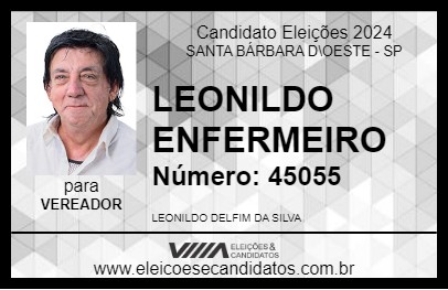 Candidato LEONILDO ENFERMEIRO 2024 - SANTA BÁRBARA D\OESTE - Eleições