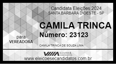 Candidato CAMILA TRINCA 2024 - SANTA BÁRBARA D\OESTE - Eleições