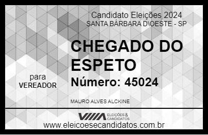 Candidato CHEGADO DO ESPETO 2024 - SANTA BÁRBARA D\OESTE - Eleições